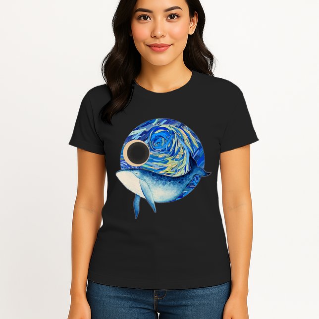 Painted Starry Night Whale Womens T-Shirt
