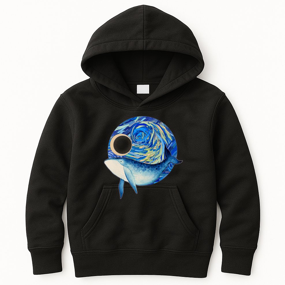 Painted Starry Night Whale Kids Hoodie