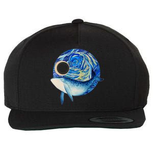 Painted Starry Night Whale Wool Snapback Cap