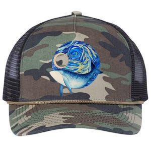 Painted Starry Night Whale Retro Rope Trucker Hat Cap