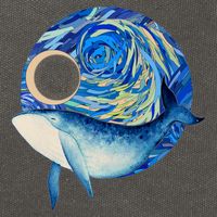 Painted Starry Night Whale Cotton Canvas Backpack