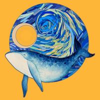 Painted Starry Night Whale Cooling Performance Crew T-Shirt