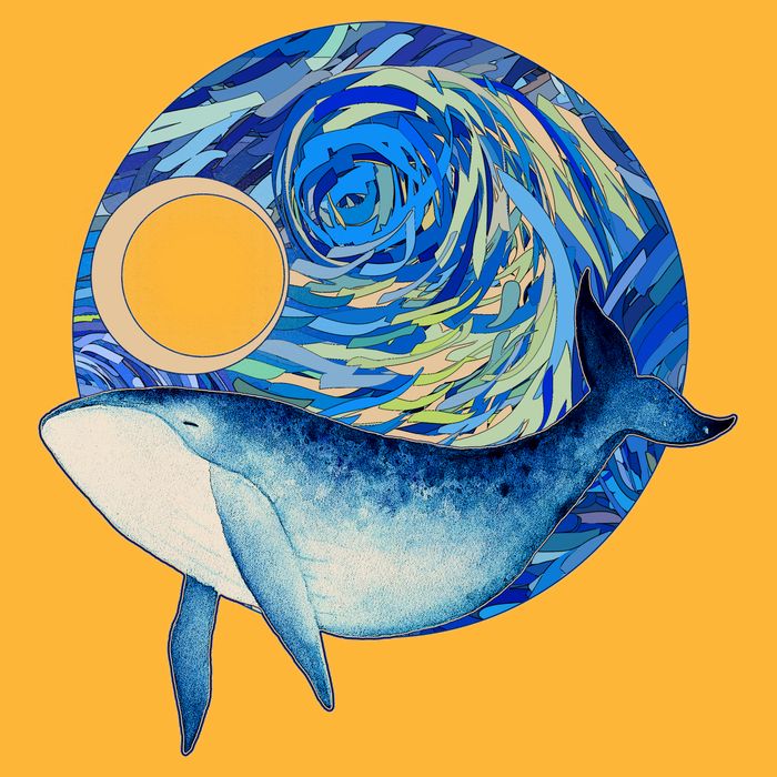 Painted Starry Night Whale Cooling Performance Crew T-Shirt
