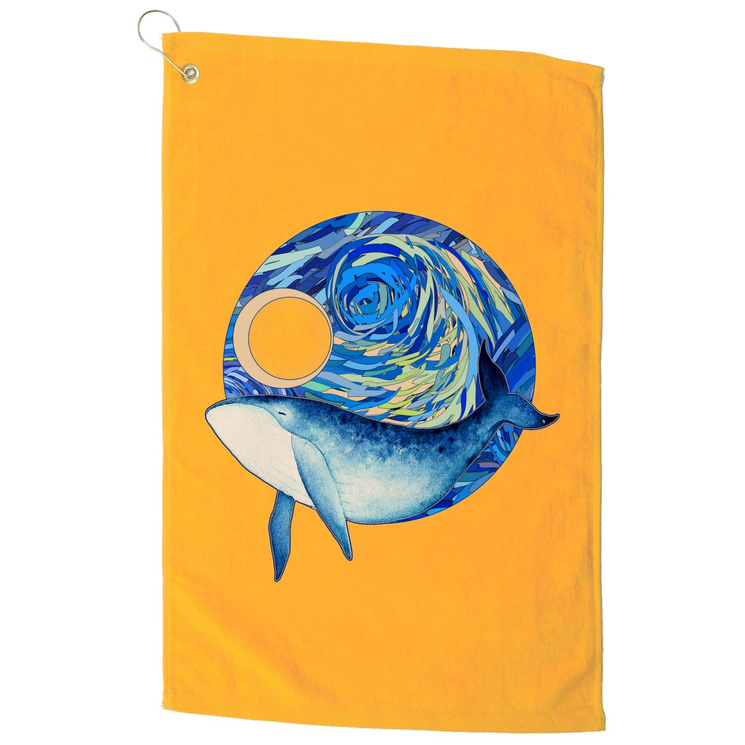 Painted Starry Night Whale Golf Towel