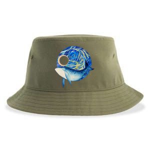 Painted Starry Night Whale Sustainable Bucket Hat