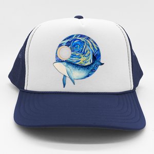 Painted Starry Night Whale Trucker Hat