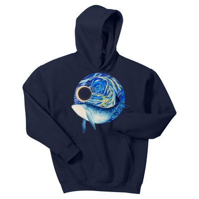 Painted Starry Night Whale Kids Hoodie