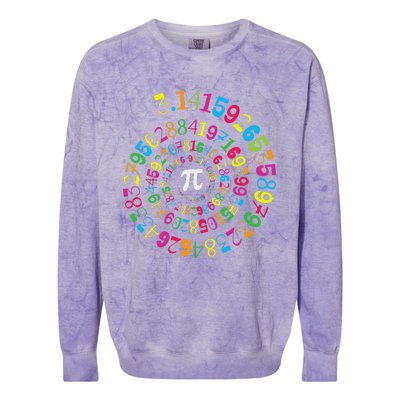 Pi Spiral Novelty Math Geek 3.14 Pi Day Colorblast Crewneck Sweatshirt