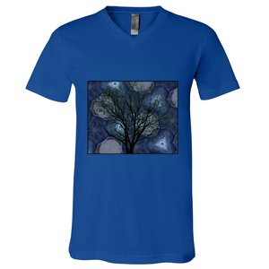 Pretty Stars Night Sky Tree Design Gift V-Neck T-Shirt