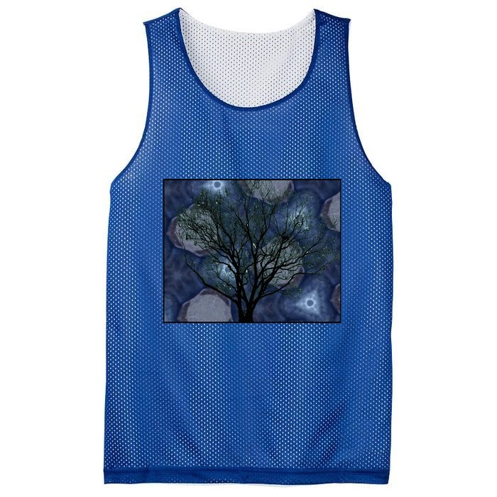 Pretty Stars Night Sky Tree Design Gift Mesh Reversible Basketball Jersey Tank