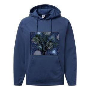 Pretty Stars Night Sky Tree Design Gift Performance Fleece Hoodie