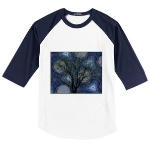 Pretty Stars Night Sky Tree Design Gift Baseball Sleeve Shirt