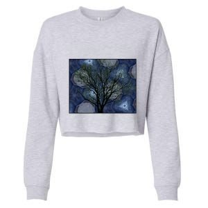 Pretty Stars Night Sky Tree Design Gift Cropped Pullover Crew