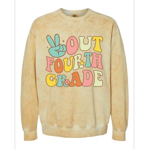 Peace Sign Out Fourth Grade Groovy Last Day School 4th Grade  Colorblast Crewneck Sweatshirt