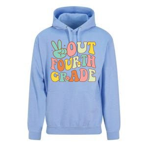 Peace Sign Out Fourth Grade Groovy Last Day School 4th Grade  Unisex Surf Hoodie