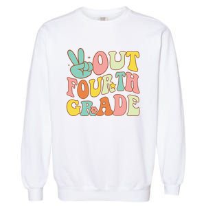 Peace Sign Out Fourth Grade Groovy Last Day School 4th Grade  Garment-Dyed Sweatshirt