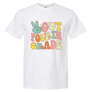 Peace Sign Out Fourth Grade Groovy Last Day School 4th Grade  Garment-Dyed Heavyweight T-Shirt