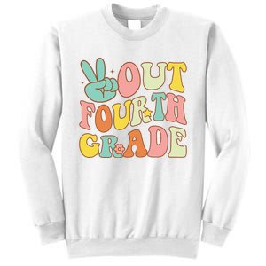 Peace Sign Out Fourth Grade Groovy Last Day School 4th Grade  Sweatshirt