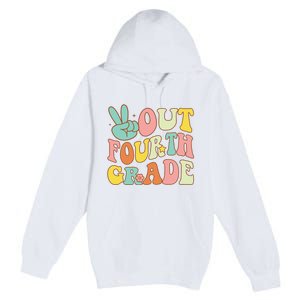 Peace Sign Out Fourth Grade Groovy Last Day School 4th Grade  Premium Pullover Hoodie