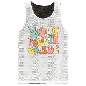 Peace Sign Out Fourth Grade Groovy Last Day School 4th Grade  Mesh Reversible Basketball Jersey Tank