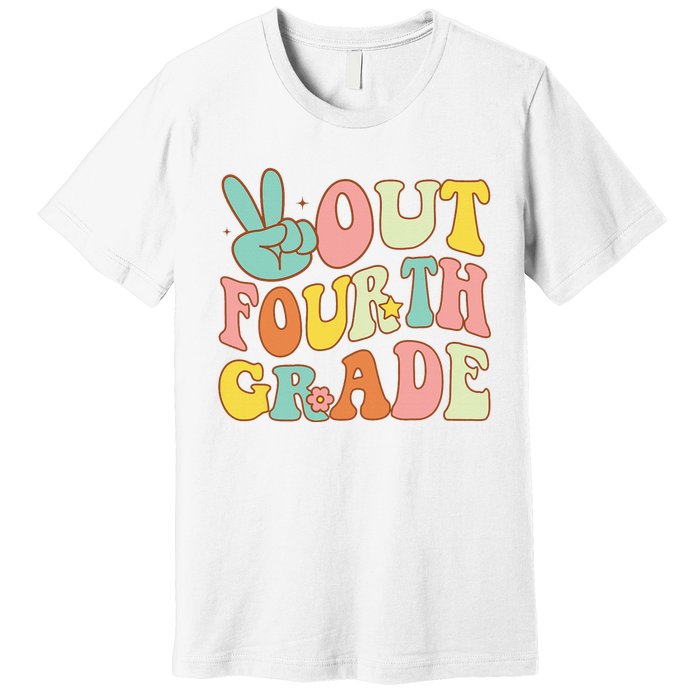 Peace Sign Out Fourth Grade Groovy Last Day School 4th Grade  Premium T-Shirt