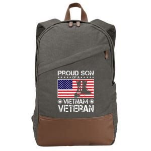 Proud Son Of Vietnam Veteran US Flag Boots Veteran Day Cotton Canvas Backpack