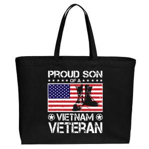 Proud Son Of Vietnam Veteran US Flag Boots Veteran Day Cotton Canvas Jumbo Tote