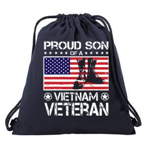 Proud Son Of Vietnam Veteran US Flag Boots Veteran Day Drawstring Bag