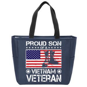 Proud Son Of Vietnam Veteran US Flag Boots Veteran Day Zip Tote Bag