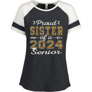 Proud Sister Of A 2024 Senior Funny Graduation Leopard Enza Ladies Jersey Colorblock Tee