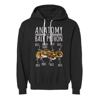 Python Snake Owner Anatomy Of A Ball Python Garment-Dyed Fleece Hoodie