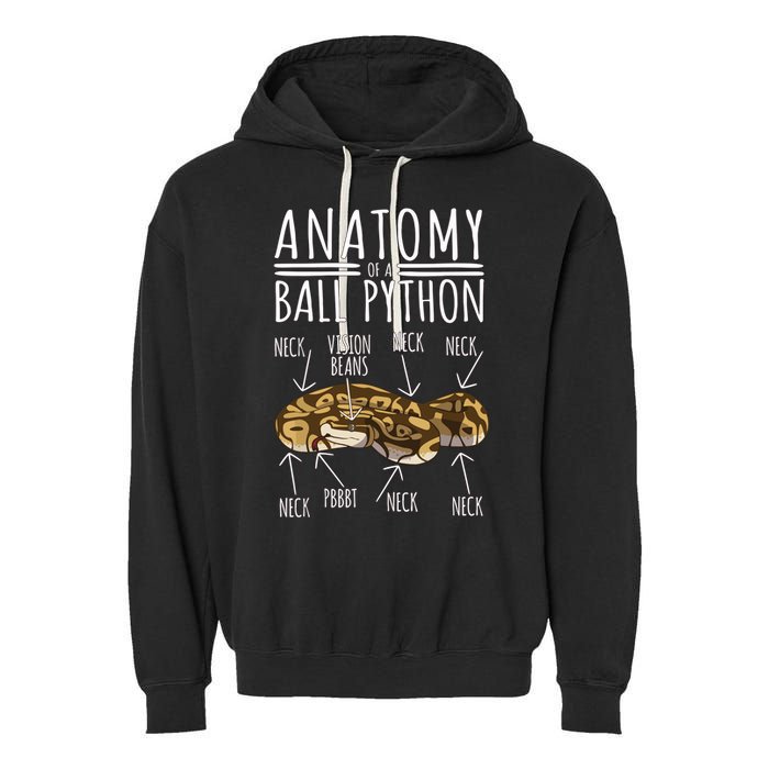 Python Snake Owner Anatomy Of A Ball Python Garment-Dyed Fleece Hoodie