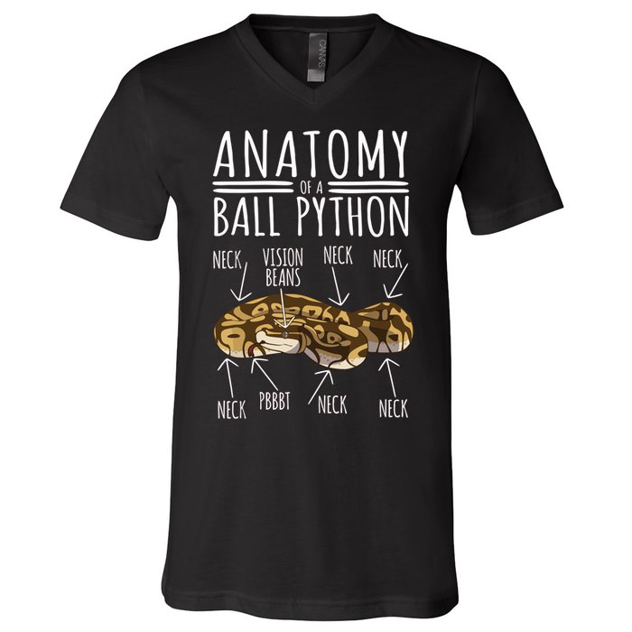 Python Snake Owner Anatomy Of A Ball Python V-Neck T-Shirt