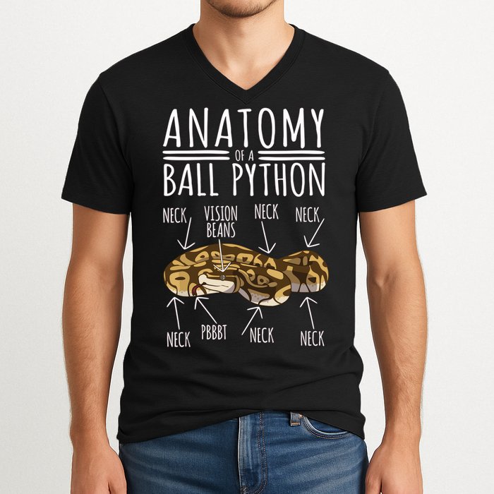 Python Snake Owner Anatomy Of A Ball Python V-Neck T-Shirt