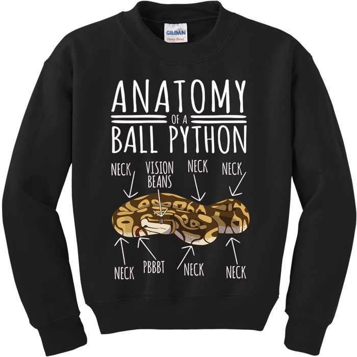 Python Snake Owner Anatomy Of A Ball Python Kids Sweatshirt