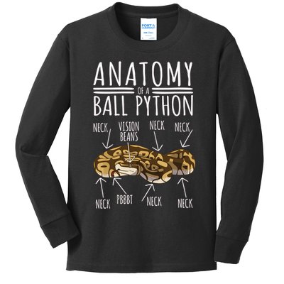 Python Snake Owner Anatomy Of A Ball Python Kids Long Sleeve Shirt