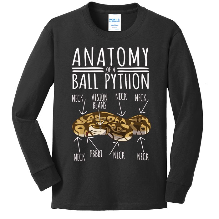 Python Snake Owner Anatomy Of A Ball Python Kids Long Sleeve Shirt