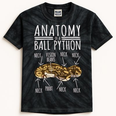 Python Snake Owner Anatomy Of A Ball Python Kids Tie-Dye T-Shirt