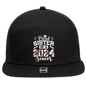 Proud Sister Of A 2024 Senior Baseball Graduate 7 Panel Mesh Trucker Snapback Hat