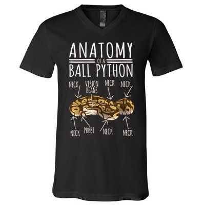 Python Snake Owner Anatomy Of A Ball Python V-Neck T-Shirt