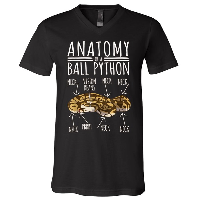 Python Snake Owner Anatomy Of A Ball Python V-Neck T-Shirt