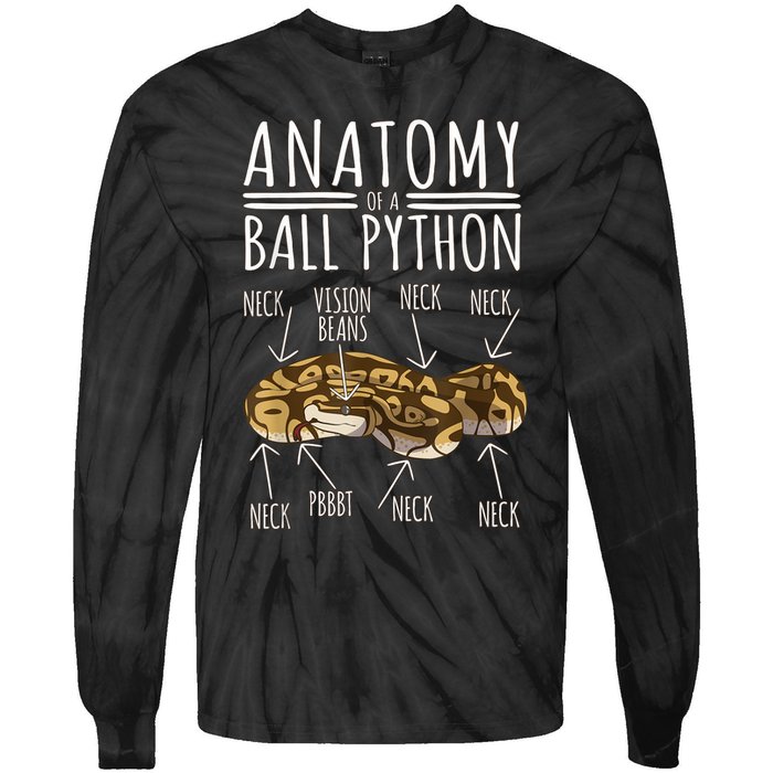 Python Snake Owner Anatomy Of A Ball Python Tie-Dye Long Sleeve Shirt