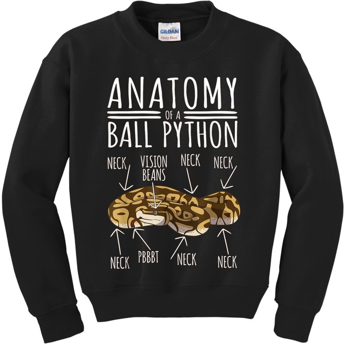 Python Snake Owner Anatomy Of A Ball Python Kids Sweatshirt