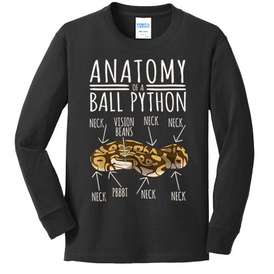 Python Snake Owner Anatomy Of A Ball Python Kids Long Sleeve Shirt