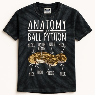 Python Snake Owner Anatomy Of A Ball Python Kids Tie-Dye T-Shirt
