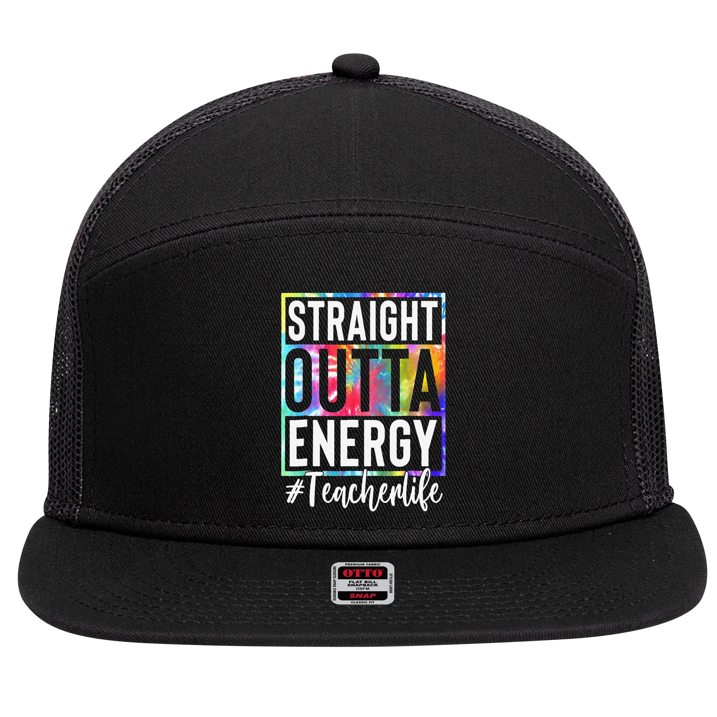 Paraprofessional Straight Outta Energy Teacher Life Gifts 7 Panel Mesh Trucker Snapback Hat
