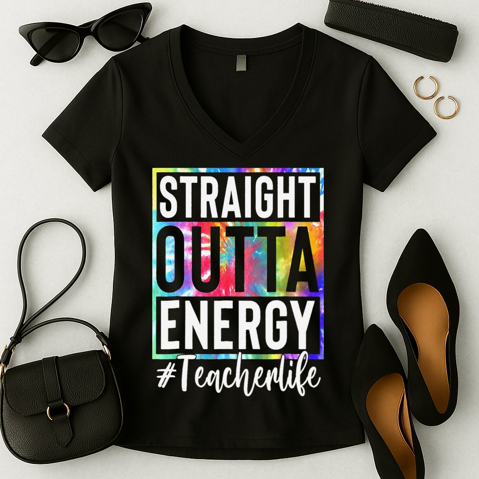 Paraprofessional Straight Outta Energy Teacher Life Gifts Women's V-Neck T-Shirt