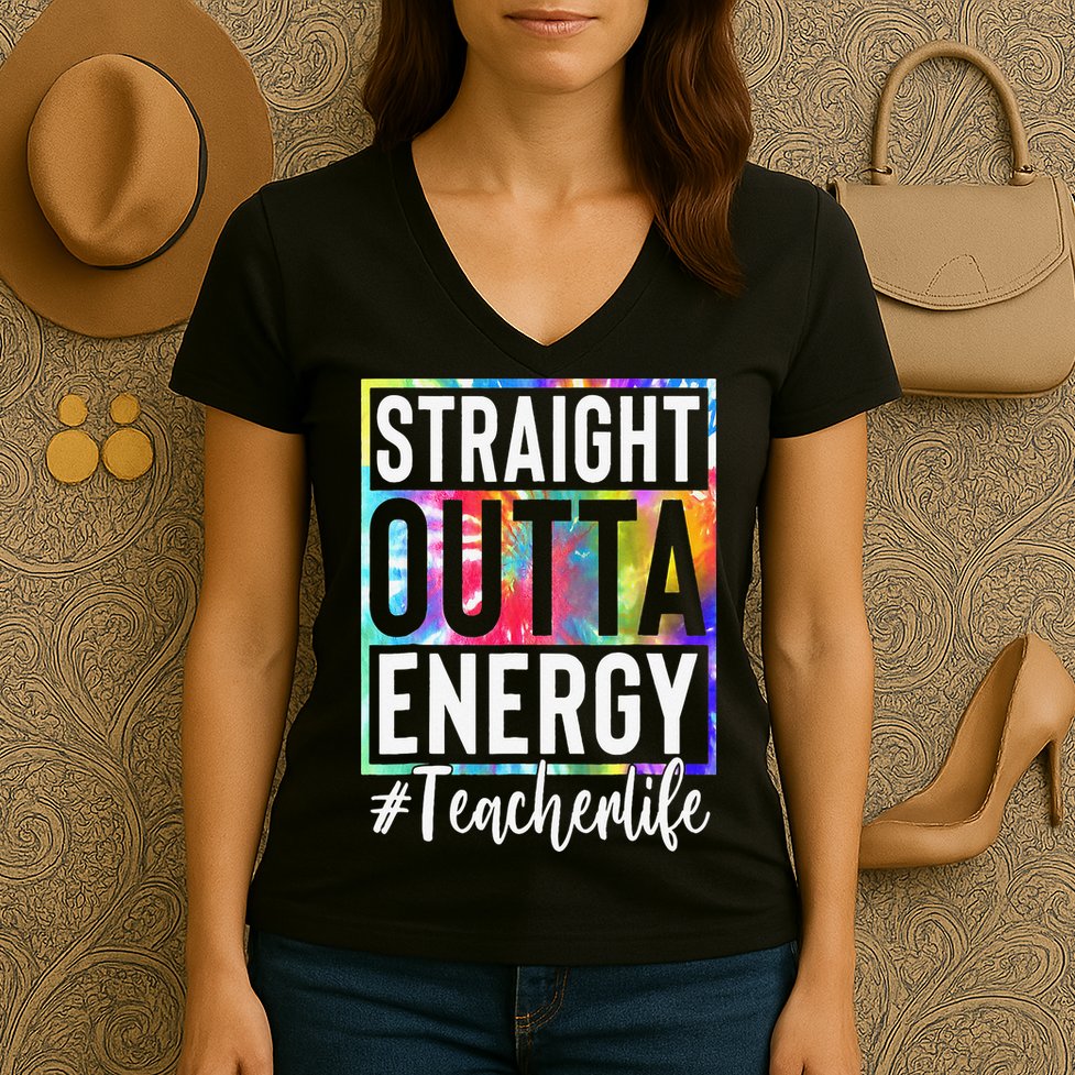 Paraprofessional Straight Outta Energy Teacher Life Gifts Women's V-Neck T-Shirt