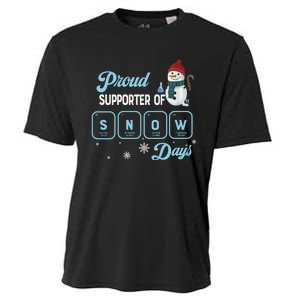 Proud Supporter Of Snow Days Christmas Xmas Holiday Snowman Cooling Performance Crew T-Shirt