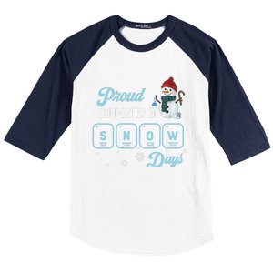 Proud Supporter Of Snow Days Christmas Xmas Holiday Snowman Baseball Sleeve Shirt